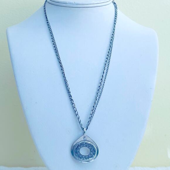 Silpada Sterling Silver CZ Anemone Double Stranded Chain Necklace w/ Pendant - Picture 1 of 8